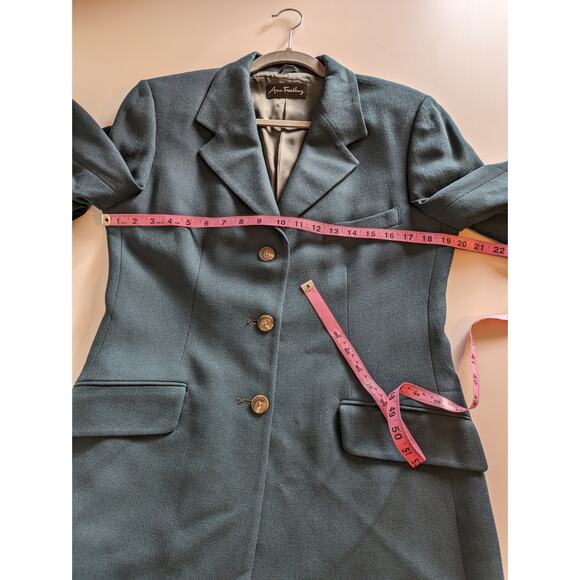Ann Freedberg Blazer Jacket Wool Vintage Francesca Dark Academia Green Size 10 - Picture 10 of 11